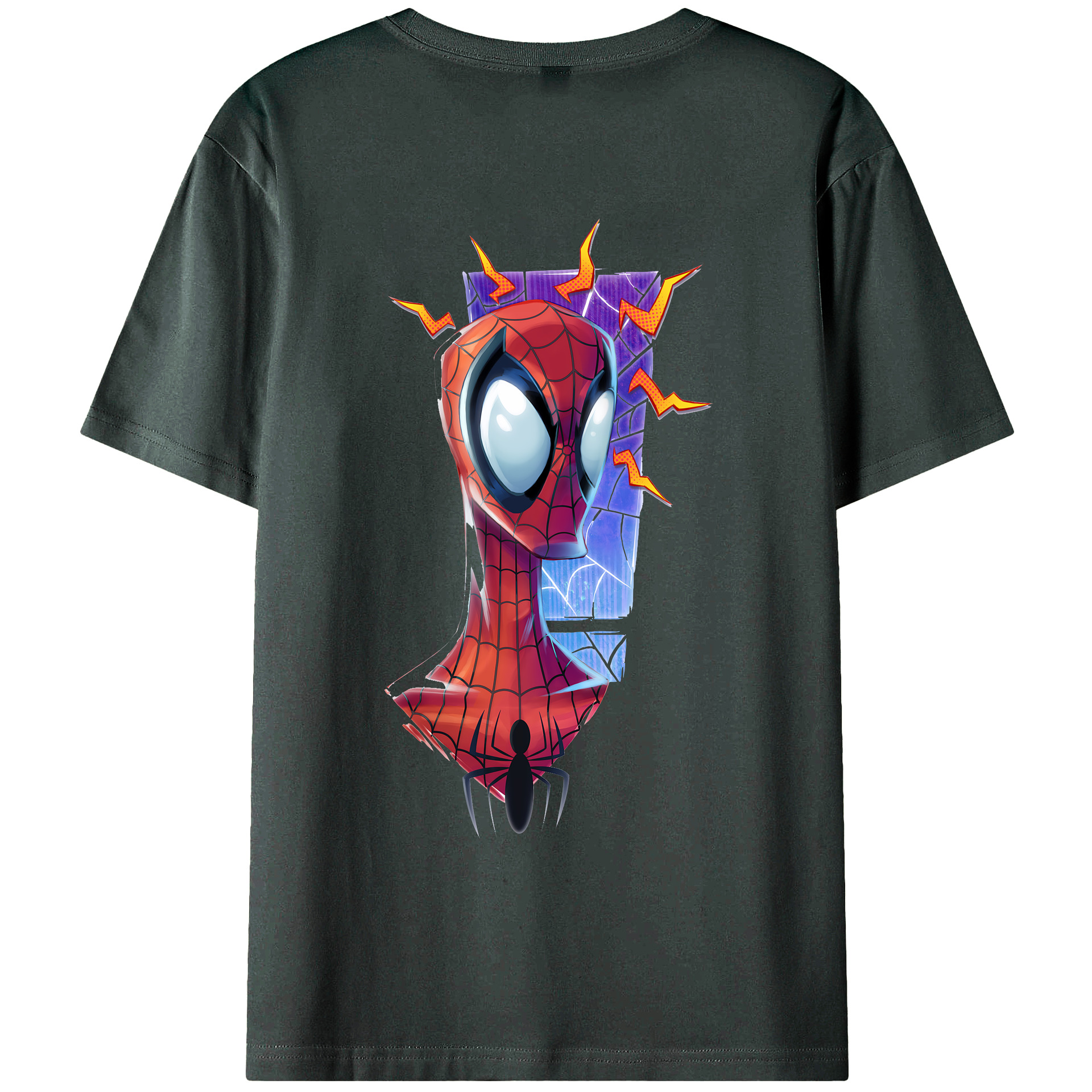 （画像用） Spider Man スパイダーマン 綿100％ メンズ半袖Tシャツ（バックプリント） 通気性